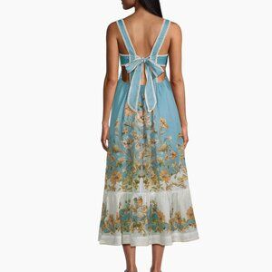 Blue Floral Cutout Midi Summer Dress NWOT Zimmermann